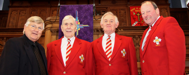 The Chairman of Beverley Male Voice Choir, Mr Hugh Walton, presented a cheque for to Mr Bob Smailes...