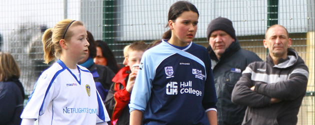 Hull College Girls Vs Leeds United Girls U14 Action from the football match held at Longcroft School in Beverley that saw the Hull...