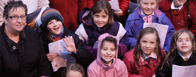 Beverley Church Lads and Girls Brigade Band together with Bertie Beaver lead the parade to light the Beverley...
