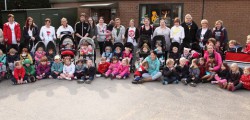 Staff, parents and youngsters of Safe and Sound Nurseries did a sponsored walk for Sports Relief 2012. Setting off from the nursery the group walked up past Beverley Grammar School