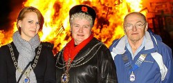 Thousands of people came to the Beverley Westwood to enjoy a giant bonfire and fireworks display organised by the Beverley Lions. The fire was lit by the Mayor of Beverley Margaret Pinder, Laura Fox and Geoff Rawson.