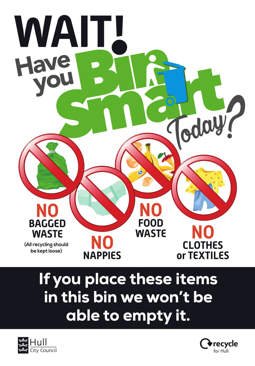 HULL : Stickers On Blue Bins To Help Residents To Recycle