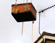 Hot Tub Lifted Over House