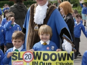 Walking Bus Sends Clear Message To Motorists To Slow Down!