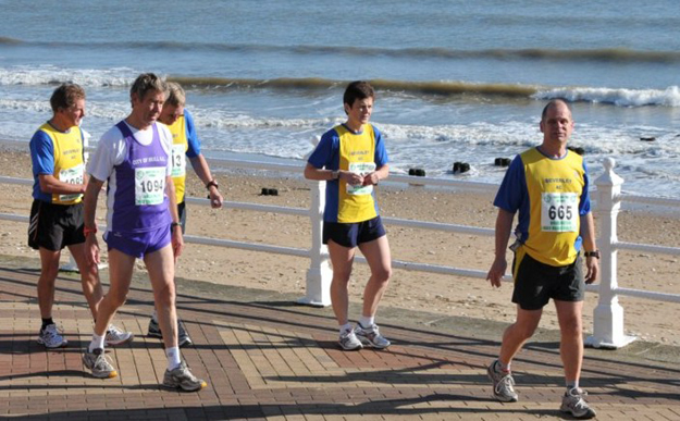 John Boardley, Frank Harrison, David Robinson, Amanda Ritchie and Jed Holden before the start