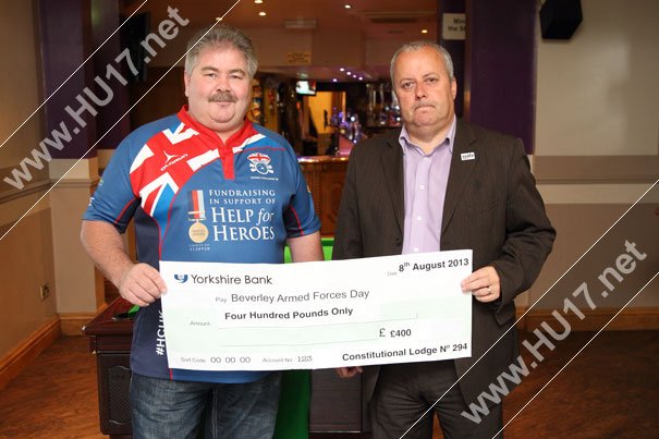 Beverley Masons Make Donation To Armed Forces Day