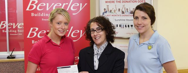 Sunshine House Grateful For Donation From Beverley Building Society