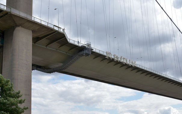 No Fracking Message Appears On Humber Bridge