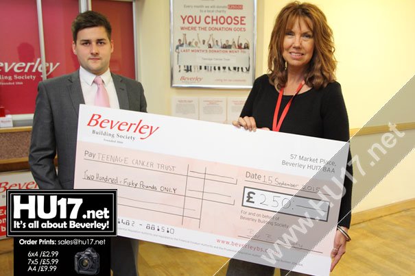 Beverley Building Society Donate Cash To Teenage Cancer Trust