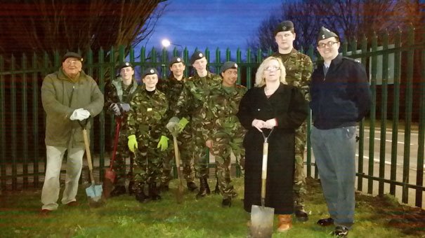 Air Cadets Help Parish Council To Plant Trees at Molescroft Pavillion