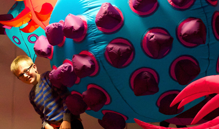 Exhibition Of Giant Inflatable Microbes Opens At Ferens Art Gallery