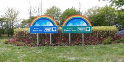 New Rainbow Roundabout Signs Installed To Thank The NHS And Carers