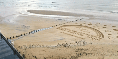 Bridlington Beach Artwork Demonstrates East Riding 3 Steps To Safety Campaign