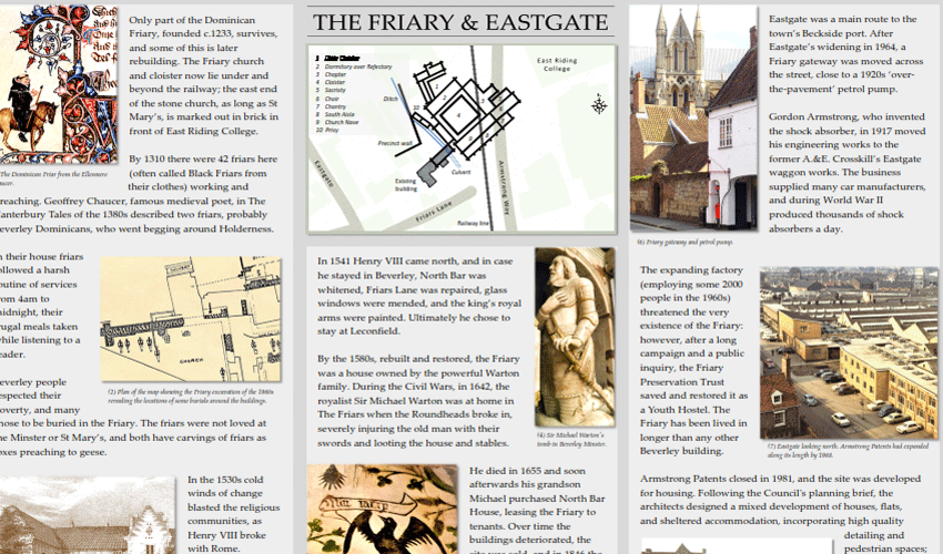 Beverley Civic Society’s History Boards: The Friary & Eastgate Board